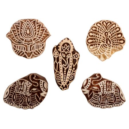 Set of 5 Piece New Mix Wooden Printing Block